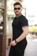 Erkek Yakalı Kagi Kumaş Kısa Kollu T-shirt resmi